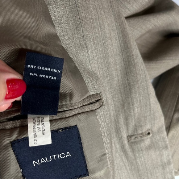 Nautica Mens Tan Brown Blazer Polyester Blend Fully Lined 12 - Picture 9 of 9